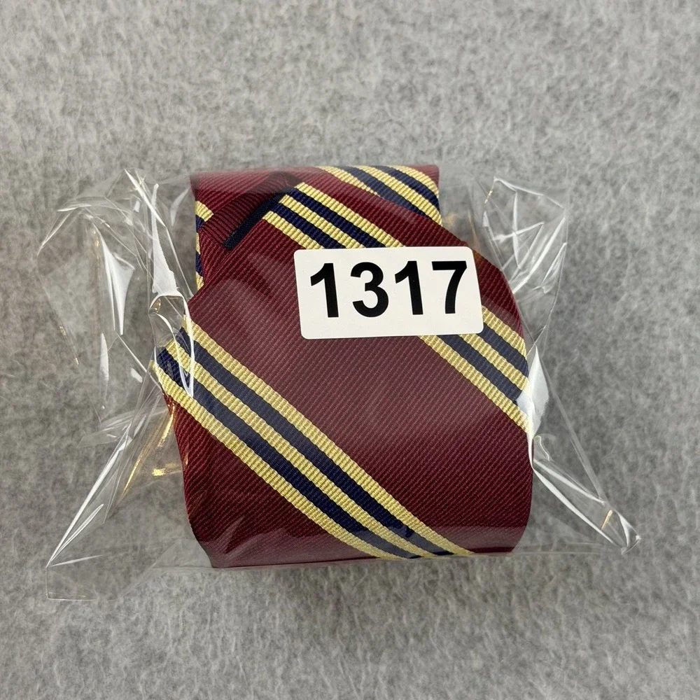Vintage Brooks Brothers Boys Silk Rep Stripe Tie USA Burgundy Navy Gold 44x2.75